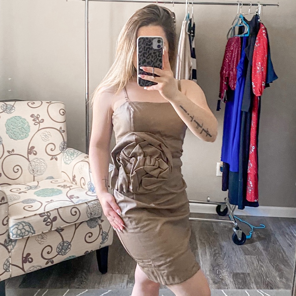 Lucy & Co Spaghetti Strap Mini Dress Tan Size Small